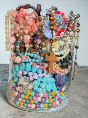 Vintage Necklace Lot Faux Pearl Beaded Jewelry Reseller Craft Bundle 22 Pc